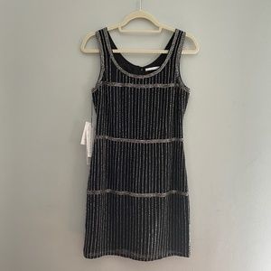 Susana Monaco Black & Silver Beaded Mini Dress - NWT! - Size 2